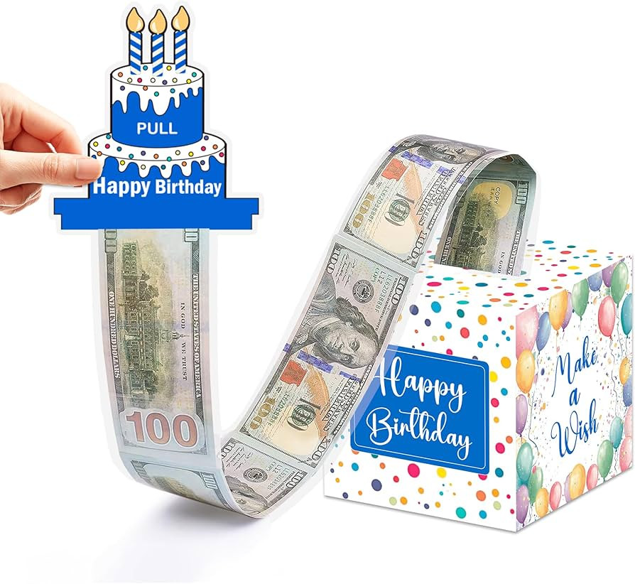 Happy Birthday Money Box for Cash Pull, Blue Colorful Birthday Boxes Gifts for Money Pull Out Car... | Amazon (US)