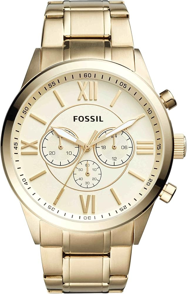 Fossil Flynn Chronograph Gold-Tone Stainless Steel Watch BQ1128 | Amazon (US)