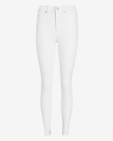 High Waisted White Supersoft Skinny Jeans | Express