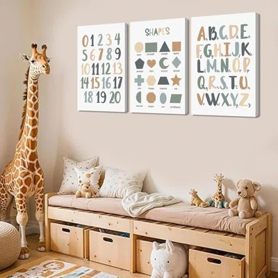 3Pcs Kids Playroom Canvas Wall Art, Alphabet Playroom Painting Picture Wall Decor, ABC Nursery Poster Print Artwork For Nursery, Toddler, Room Classro | Wayfair North America