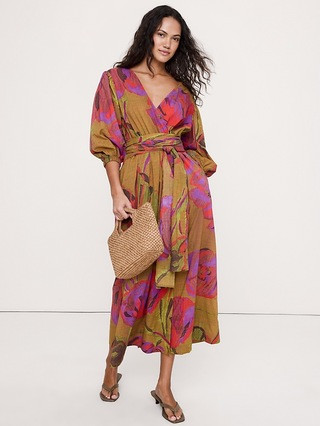 Lightweight Cotton Wrap Maxi Dress | Banana Republic (US)