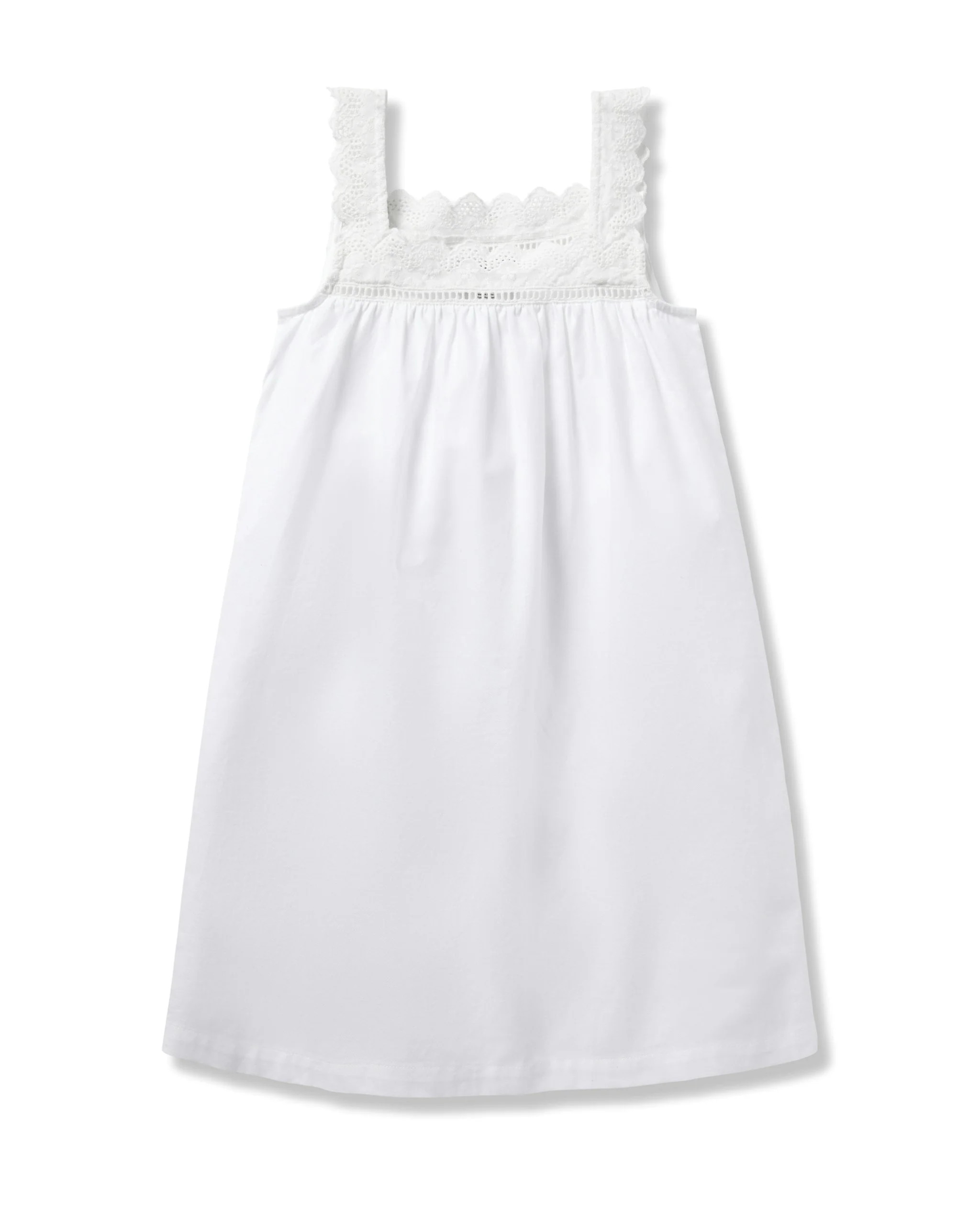 Girl's Twill Esme Nightgown in White | Petite Plume