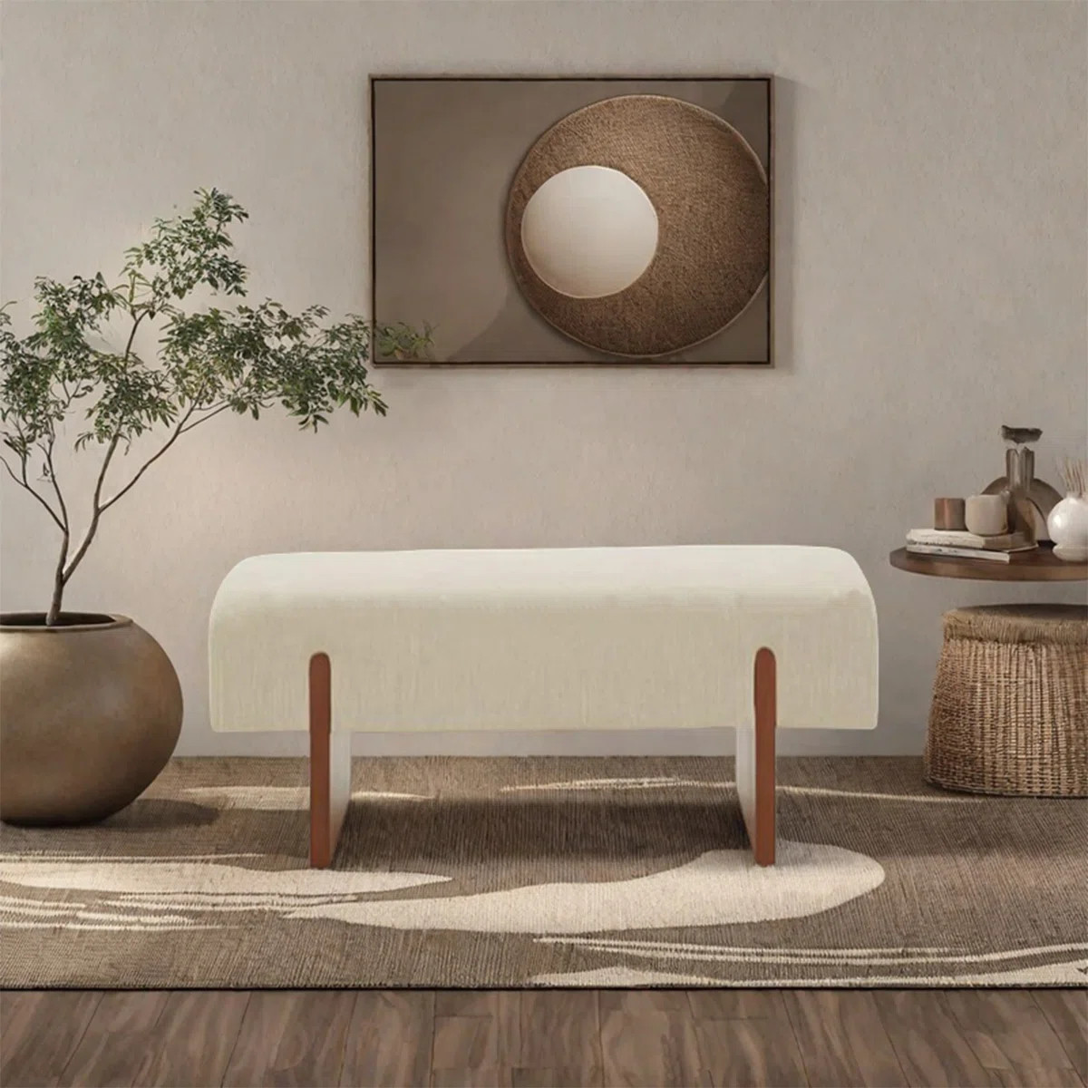 Hokku Designs Solid wood bench rest long bench flannel soft bag | Wayfair | Wayfair North America