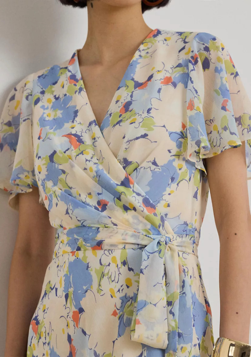 Women's Floral Crinkle Georgette Surplice Dress | Belk
