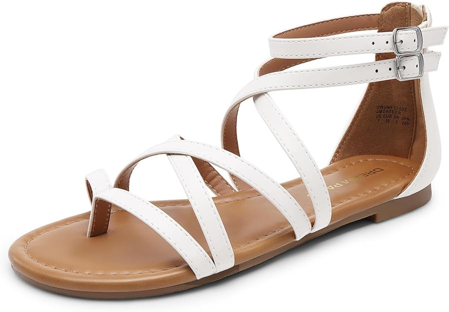 DREAM PAIRS Women's Dressy Gladiator Summer Cross Strappy Sandals Comfort Flat Casual Beach Fishe... | Amazon (US)