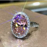 Pink Sapphire Ring, Oval Cut, Engagement Halo Pavé 925 Sterling Silver, Wedding Victorian Ring For W | Etsy (US)