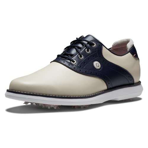 FootJoy Women's Traditions Previous Season Style Golf Shoe, Cream/Navy, 8.5 | Amazon (US)