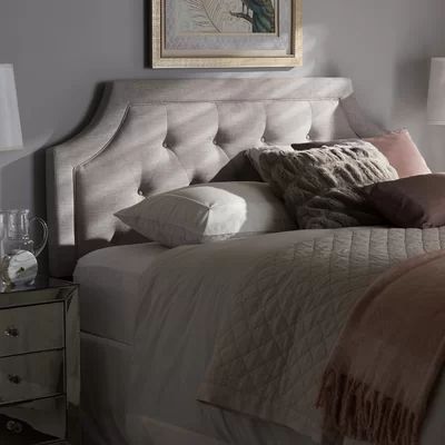 Camak Upholstered Panel Headboard Color: Greyish Beige, Size: Full | Wayfair North America