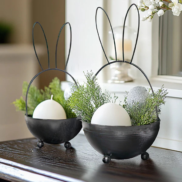 Easter Bunny Metal Planters, Set of Two - Decor Steals | Decor Steals