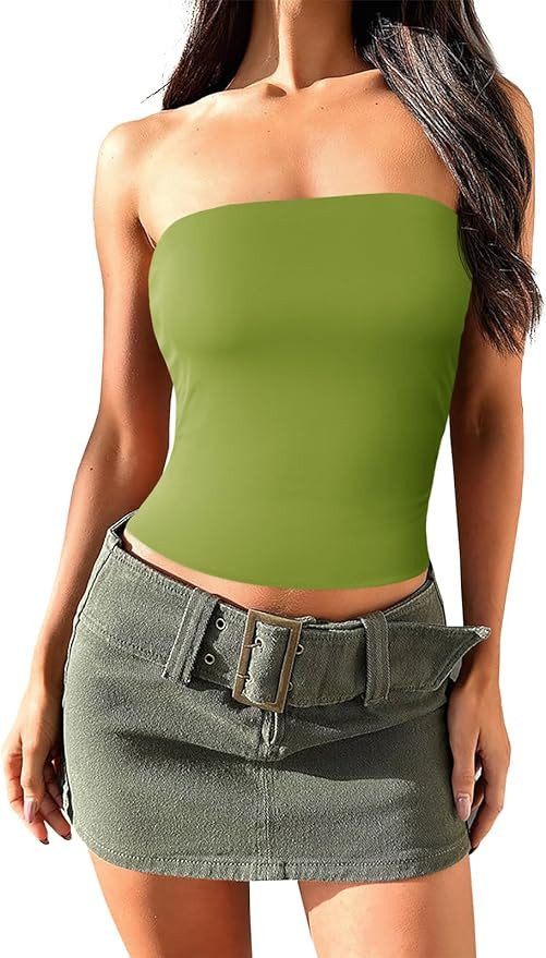 Imily Bela Womens Summer Tube Tops Strapless No Pad Clubwear Y2K Going Out Stretchy Basic Casual ... | Amazon (US)