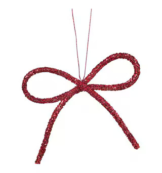 CANVAS Canadian Christmas Collection Red Sparkle Bow Glitter Ornament, 3.9-in | Canadian Tire