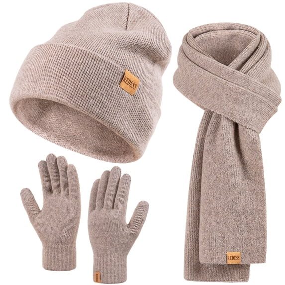 REDESS Women's Winter Beanie Hat, Scarf & Glove Sets for Women and Men-Khaki | Walmart (US)