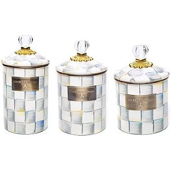 MACKENZIE-CHILDS Enamel Canisters, Small (38 oz.), Medium (48 oz.), and Large (64 oz.) Kitchen St... | Amazon (US)