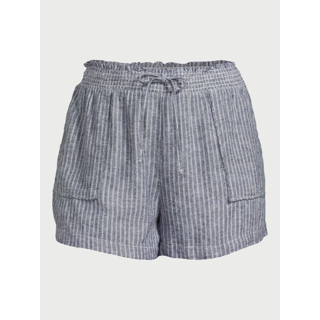 Time and Tru Women's Linen Blend Shorts with Smocked Waist, Sizes XS-XXXL | Walmart (US)