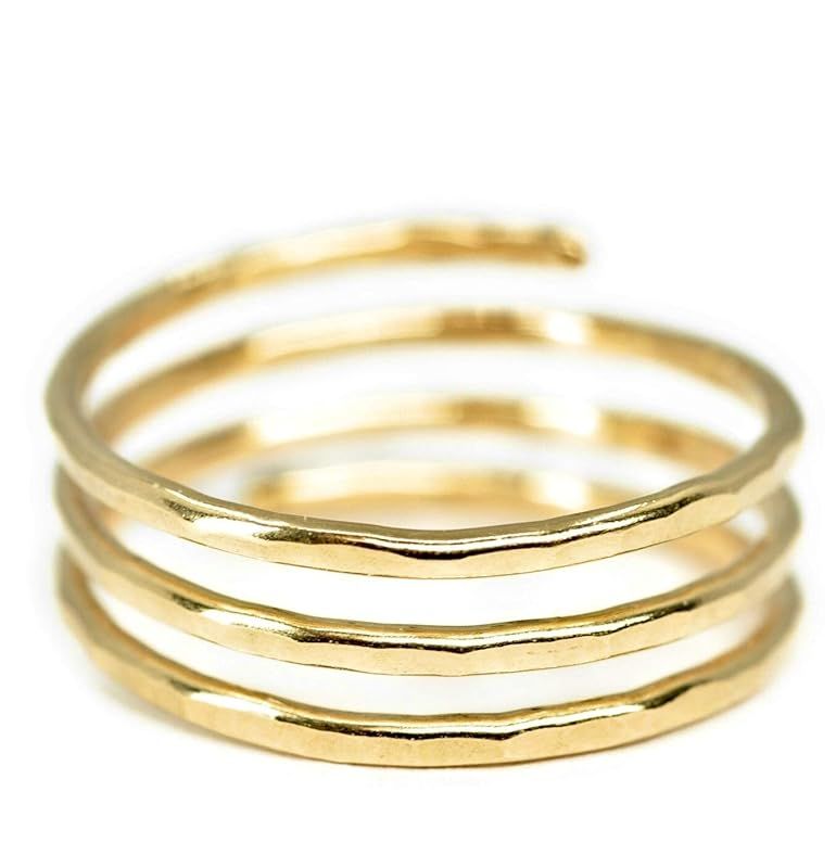 14k gold filled Adjustable wire wrap ring, thumb ring, pregnancy ring, Handmade in USA, (MEDIUM s... | Amazon (US)
