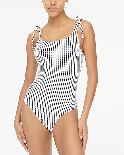 Striped tie-shoulder one-piece swimsuit | J.Crew Factory