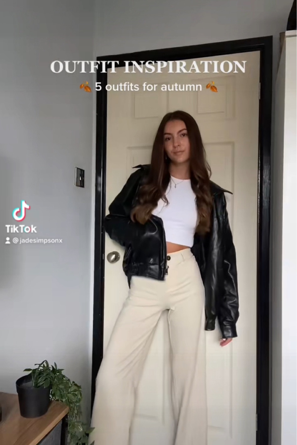 Easy to recreate autumn outfits using wardrobe basics. Multi style pieces. White top, leather jacket, beige trousers. 

#LTKeurope #LTKSeasonal #LTKstyletip