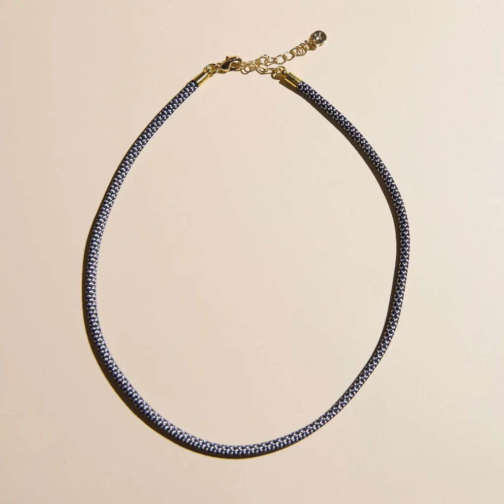 Black & White Minimalist Waterproof Cord Necklace | Nickel and Suede
