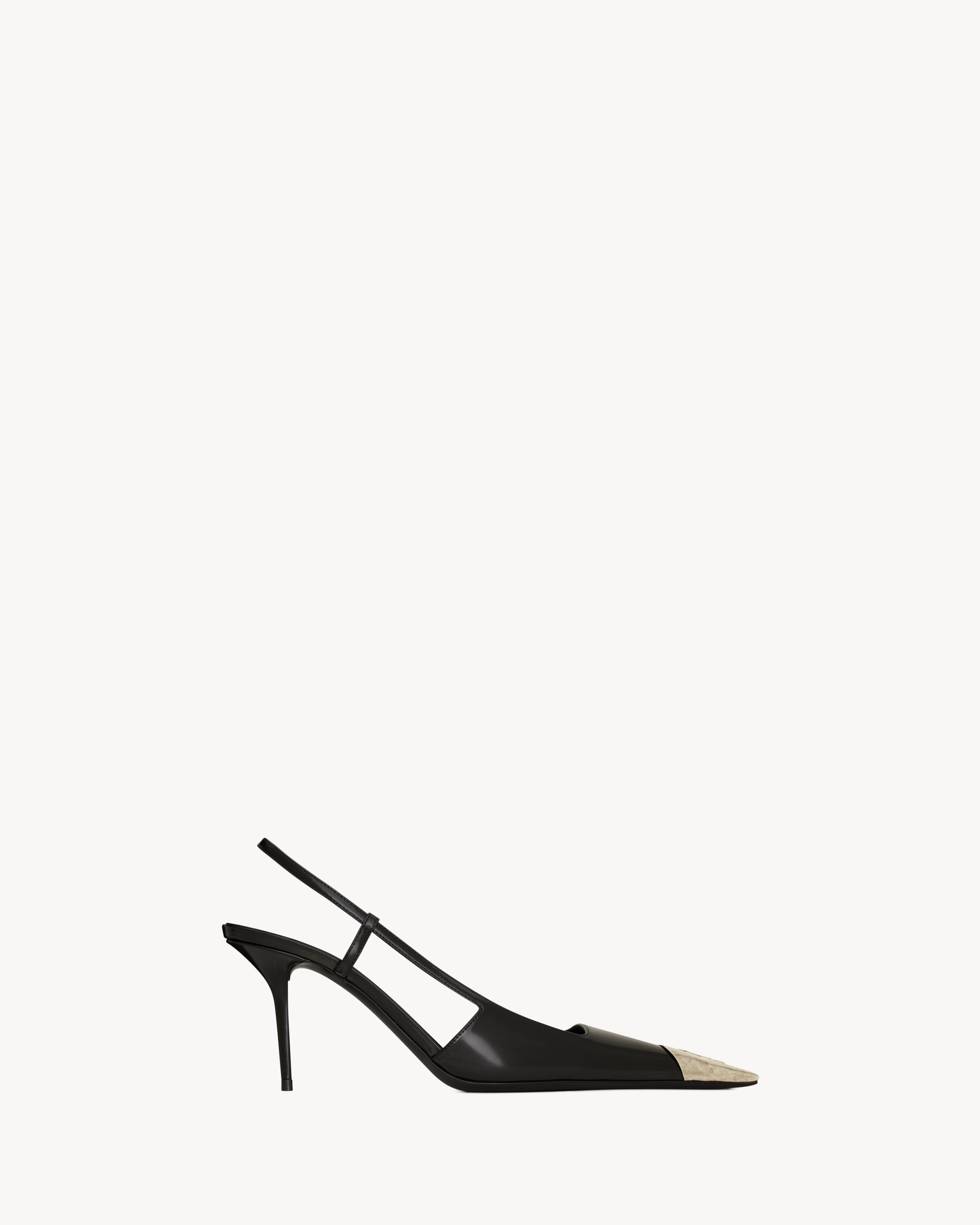 Saint Laurent Jeanne Slingback Pumps In Glazed Leather - Black - Women - 38.5 | Saint Laurent Inc. (Global)