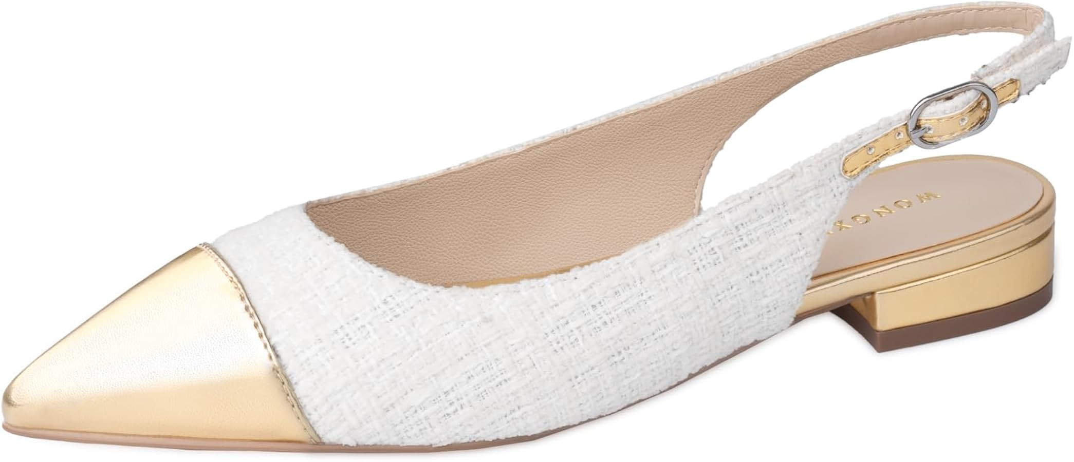 Women Slingback Flats Tweed Pointed Toe Slingback Flats Cap Toe Dress Shoes for Women | Amazon (US)