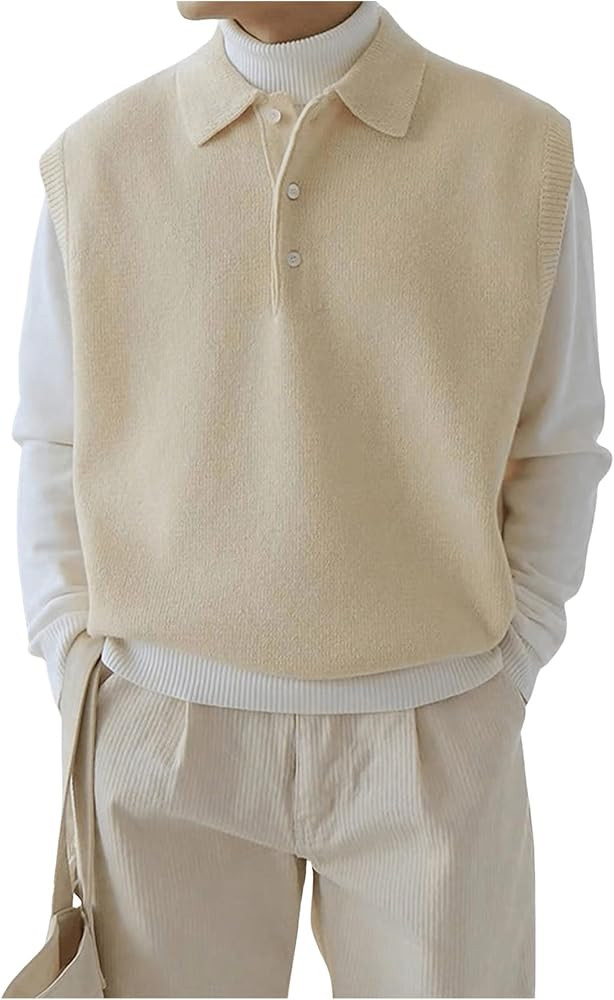 Verdusa Men's Old Money Sweater Vest Cable Knit V Neck Oversized Sleeveless Pullover Top | Amazon (US)