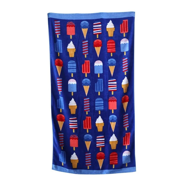 Mainstays Adult Velour Cotton Blend Ice Cream Beach Towel, 28" X 60" | Walmart (US)