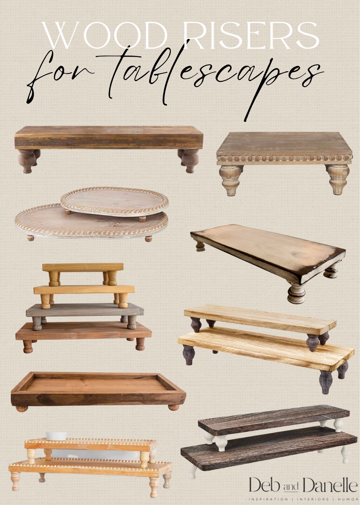 Wood risers for tables 

Table risers, wood risers, table decor, home decor, home finds, Amazon home decor, table scape ideas, Deb and Danelle 

#LTKstyletip #LTKSeasonal #LTKhome