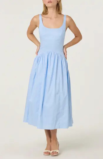 ASTR the Label Square Neck Dress in Sky Blue at Nordstrom Rack, Size Large | Nordstrom Rack