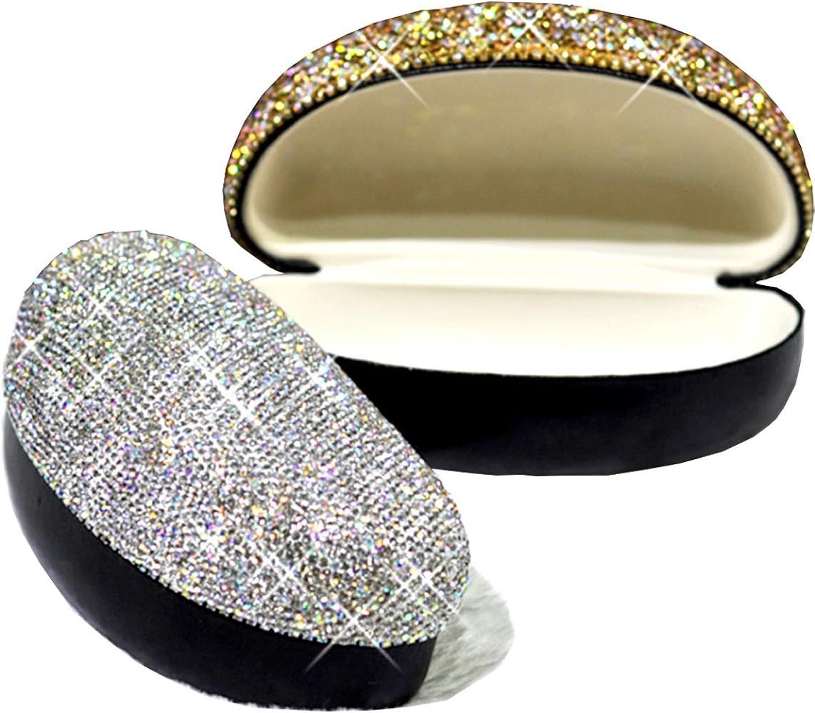 Eyeglasses Glasses Case White Bling Crystal Rhinestone Hard Shell Protective Large Eyeglass Case for | Amazon (US)