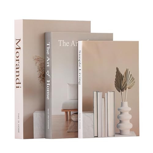 Aesthetic Decorative Books,Set of 3 Fake Books Storage Boxes(Beige) | Amazon (US)