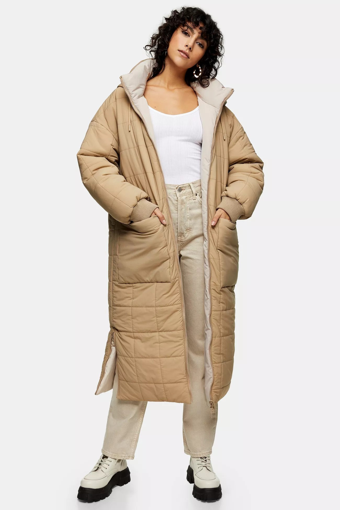 Ecru Longline Padded Puffer Jacket | Topshop UK