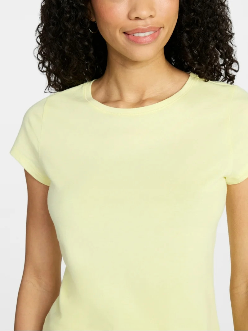 No Boundaries Crew Neck Tee with Short Sleeves, 1 or 3-Pack, Women’s Sizes XXS-XXL | Walmart (US)