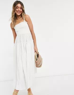 ASOS DESIGN cami midi sundress with raw edges in white | ASOS (Global)