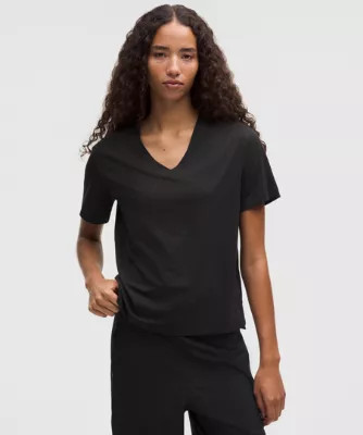 Cotton-Blend Relaxed V-Neck Short-Sleeve Shirt | lululemon (AU)