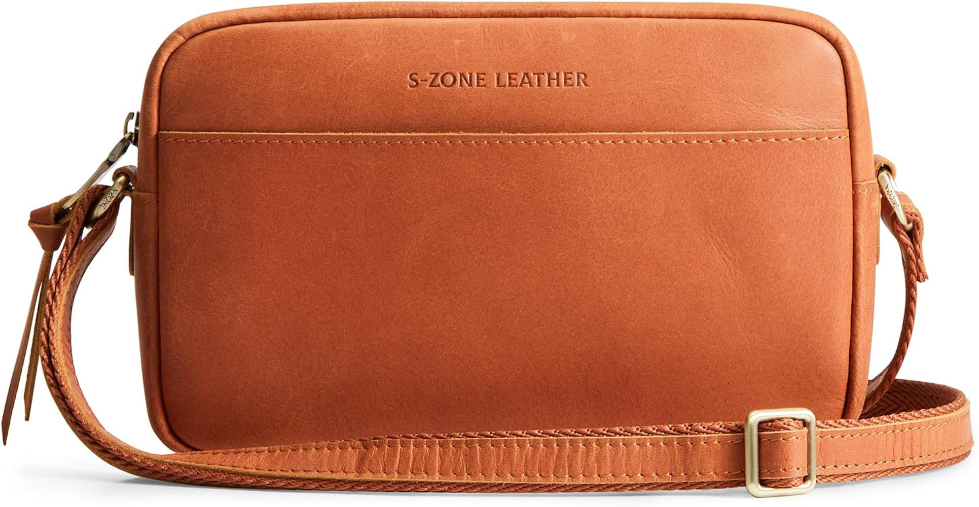 S-ZONE Crossbody Bags for Women Top Grain Leather Shoulder Handbags Camera Bag Purse Adjustable S... | Amazon (US)