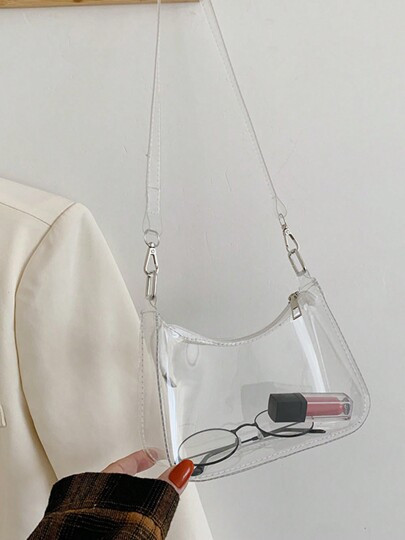 Stadium Approved Small Clear Crossbody Bag PVC Candy Color Clear Bag Purse Handbag Retro Classic ... | SHEIN