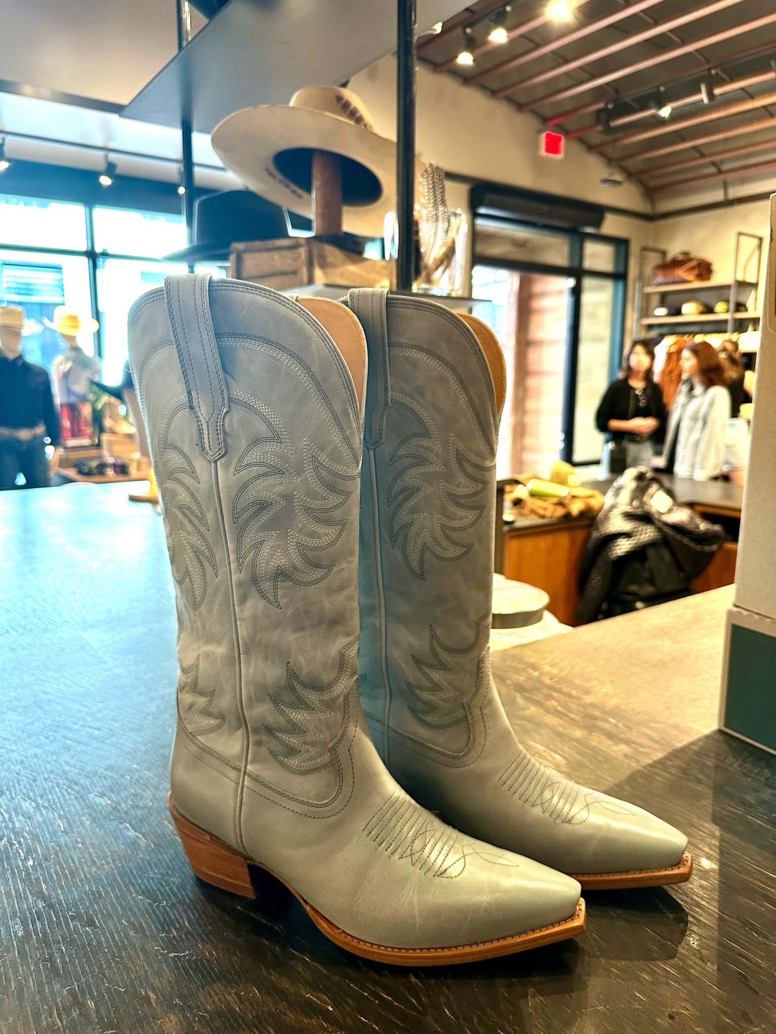 Light blue cowboy boots perfect for spring and you can now have them stretched in store!!! I have a wide foot and my true size 10.5 is perfect  

#LTKstyletip #LTKshoecrush #LTKFestival