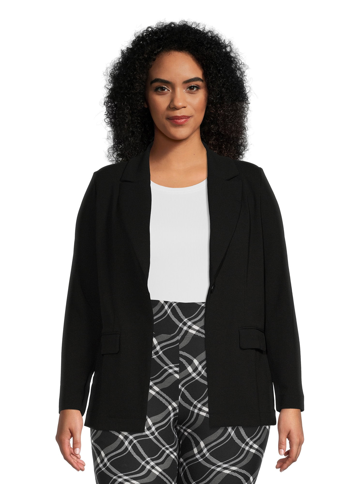 No Boundaries Juniors Plus Size Single-Button Blazer | Walmart (US)