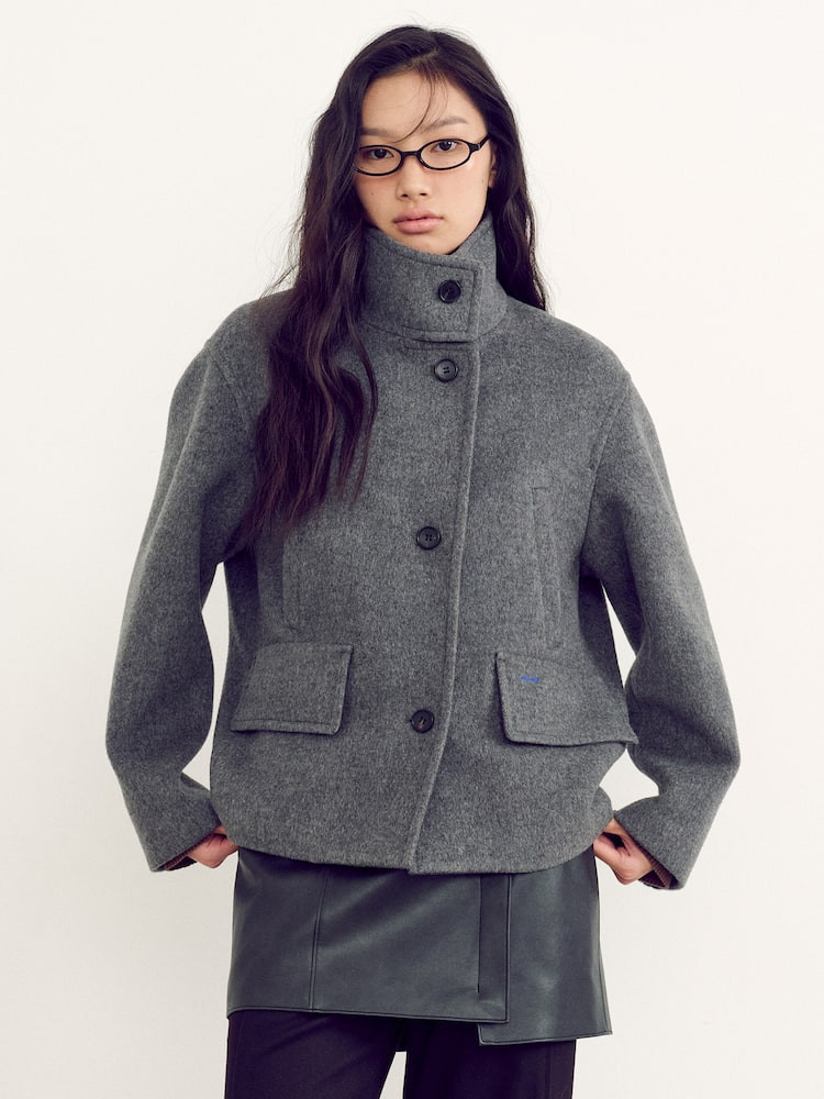 Signature Cocoon Short Coat - Grey | W Concept (US)