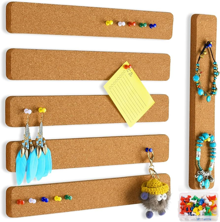 6 Pack Cork Board Strips, Adhesive Small Cork Board for Office Wall Desk Home Classroom with 50 P... | Amazon (US)