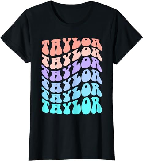 Girl Retro TAYLOR First Name Personalized Groovy Birthday T-Shirt | Amazon (US)