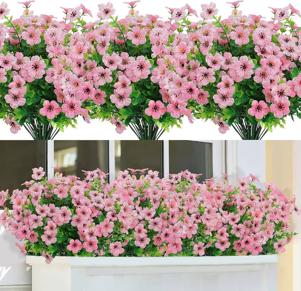 SOMYTING 8 Bundles Artificial Azalea Flowers Outdoor UV Resistant Fake Flowers Silk Flowers Faux ... | Amazon (CA)