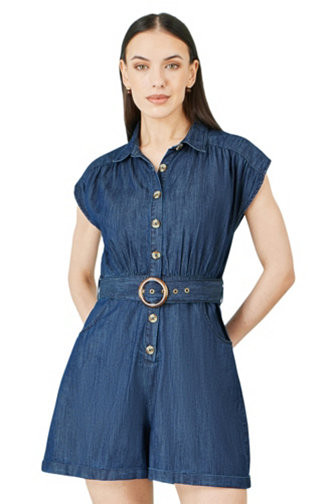 Women's Chambray Cotton Playsuit | Macy's