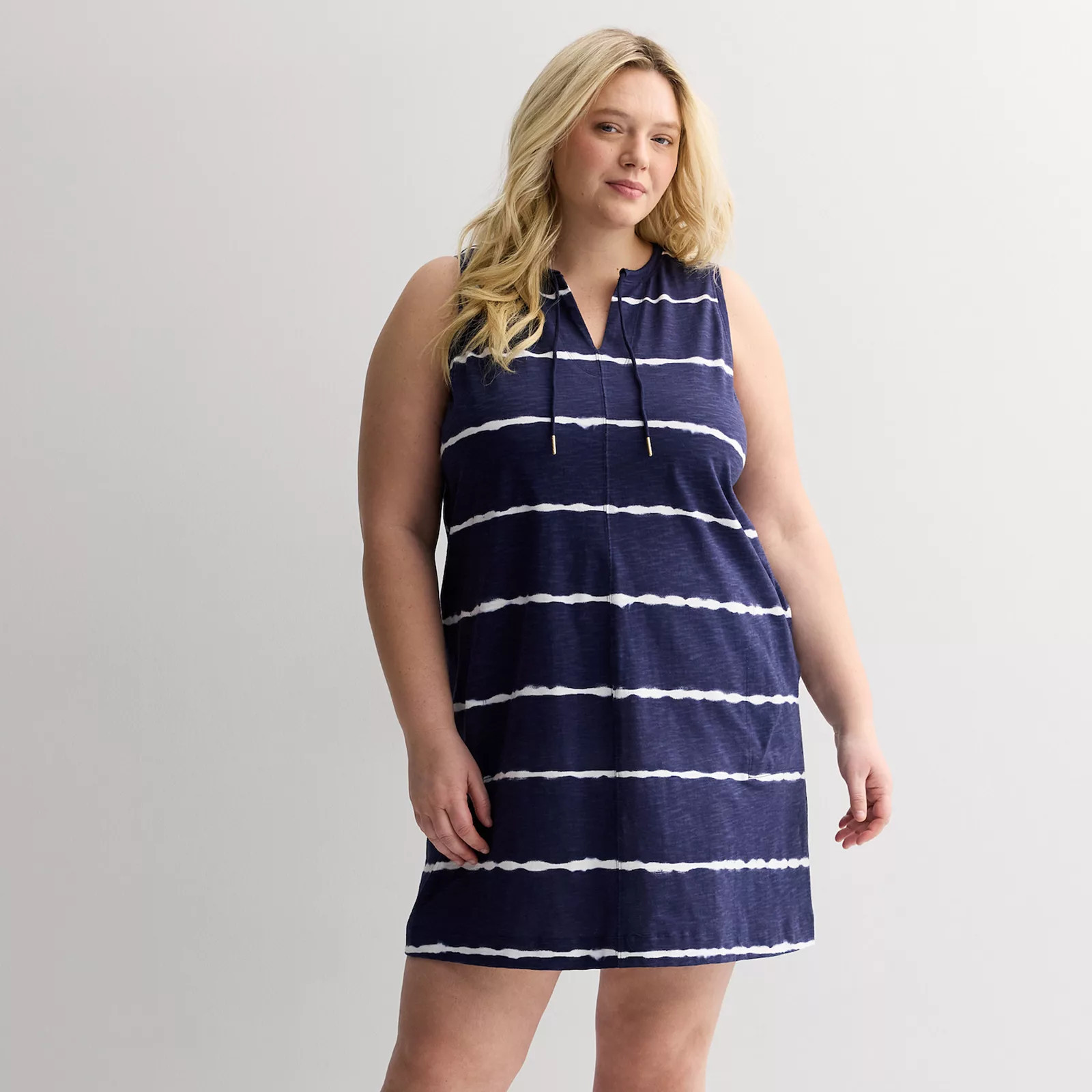 Plus Size Sonoma Goods For Life® Easy Knit Tank Dress, Women's, Size: 0X, Blue Dye Stripe | Kohl's