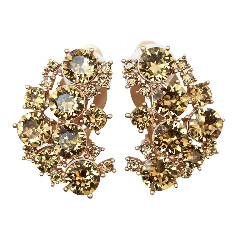 Faship Stunning Champagne Yellow Crystal Clip On Earrings | Walmart (US)