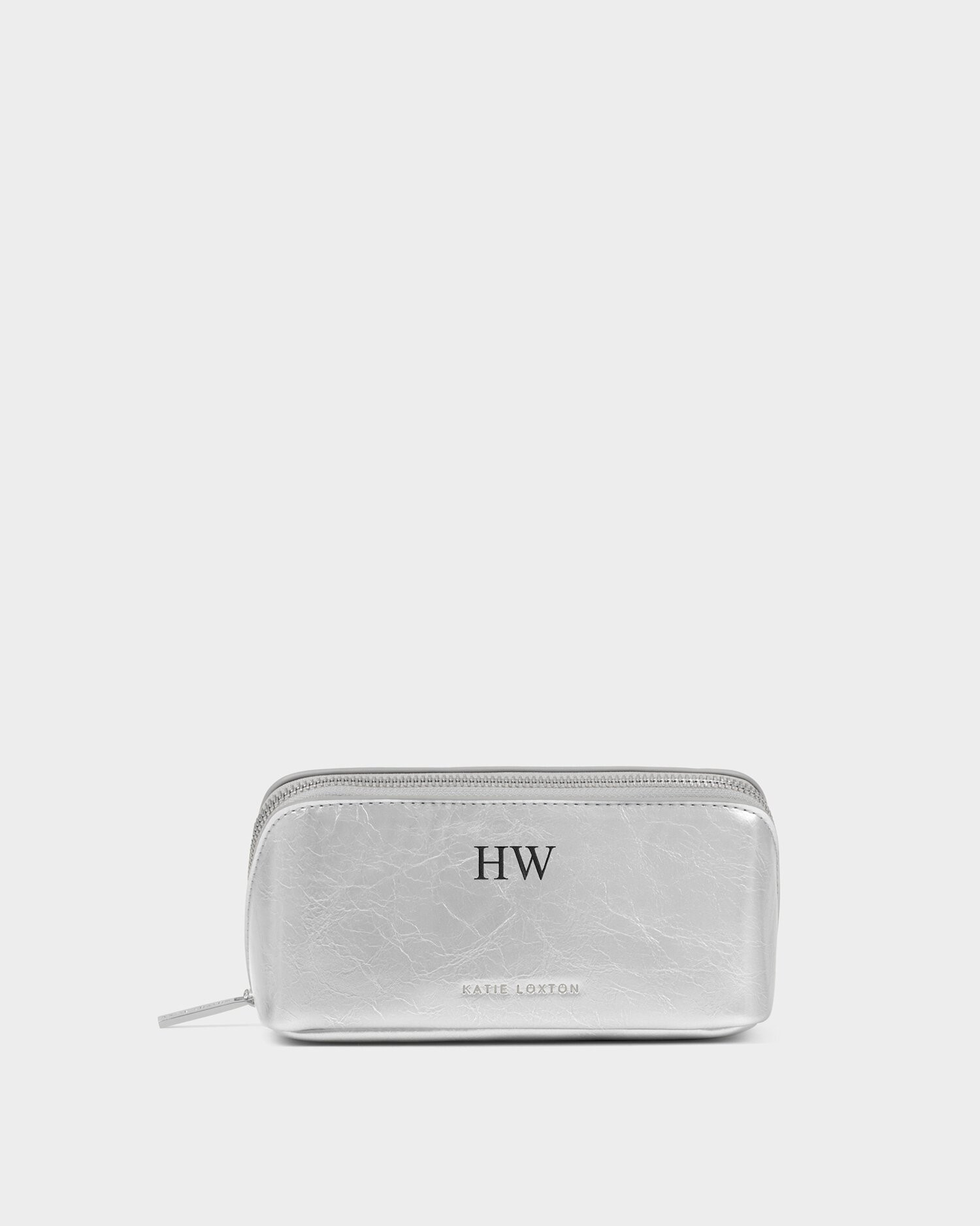 Patent Crackle Fold-Out Mirror Makeup Bag in Silver | Katie Loxton Ltd. (UK)