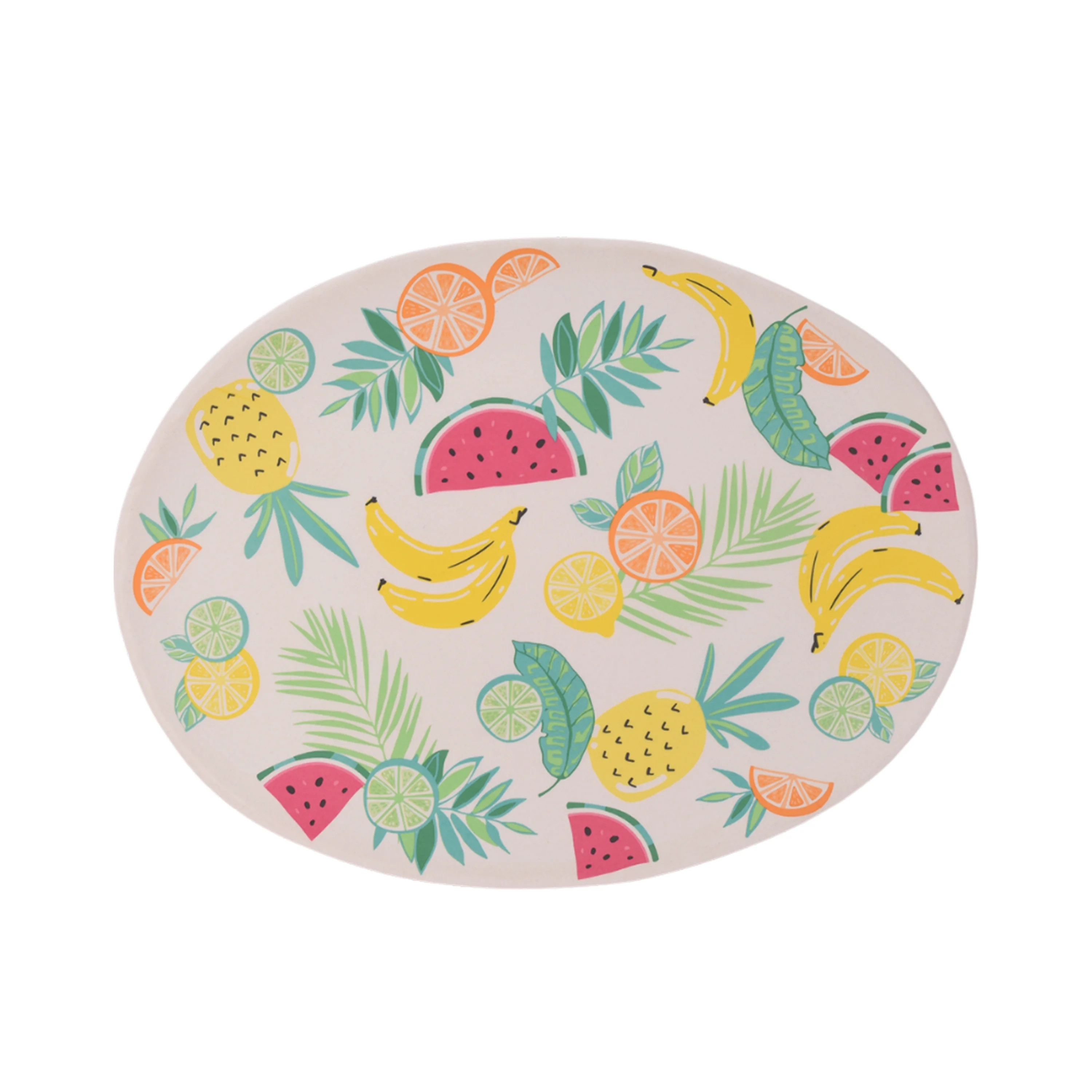Mainstays 15-inch Bamboo Melamine Oval Serve Tray, Assorted Fruit Pattern | Walmart (US)