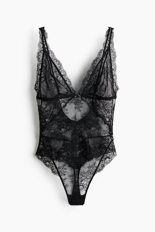H & M - Lace Bodysuit - Black | H&M (US + CA)
