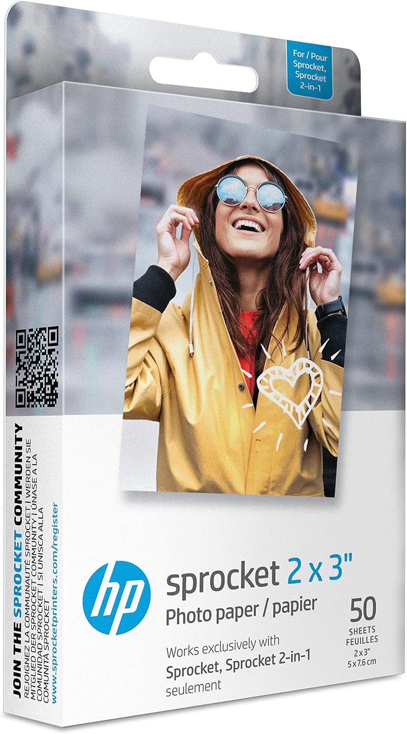 HP Sprocket 2x3" Premium Zink Sticky Back Photo Paper (50 Sheets) Compatible with HP Sprocket Pho... | Amazon (US)