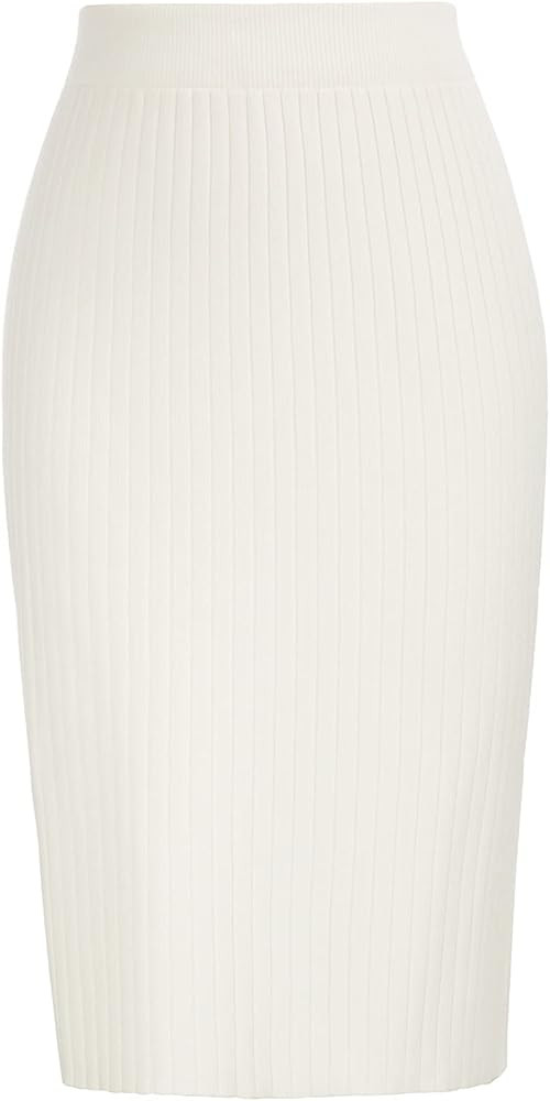 Kate Kasin Women's Knee Length Stretchy Ribbed Skirt for Office Work Hips-Wrapped Skirts | Amazon (US)